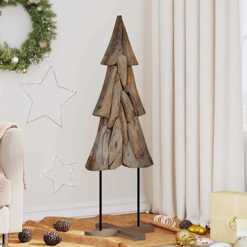 vidaXL Choinka z podstawą Brązowy 121 cm Lite drewno tekowe