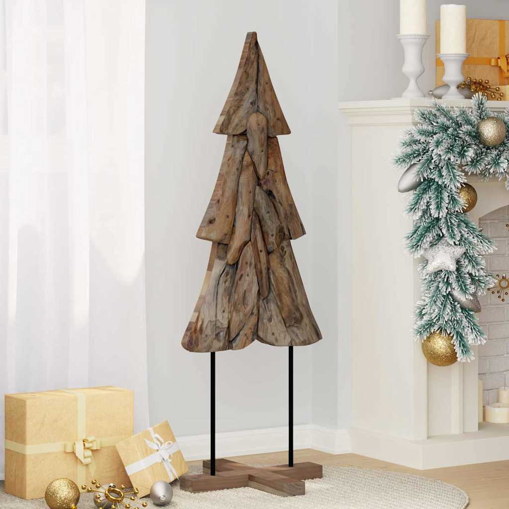 vidaXL Choinka z podstawą Brązowy 121 cm Lite drewno tekowe