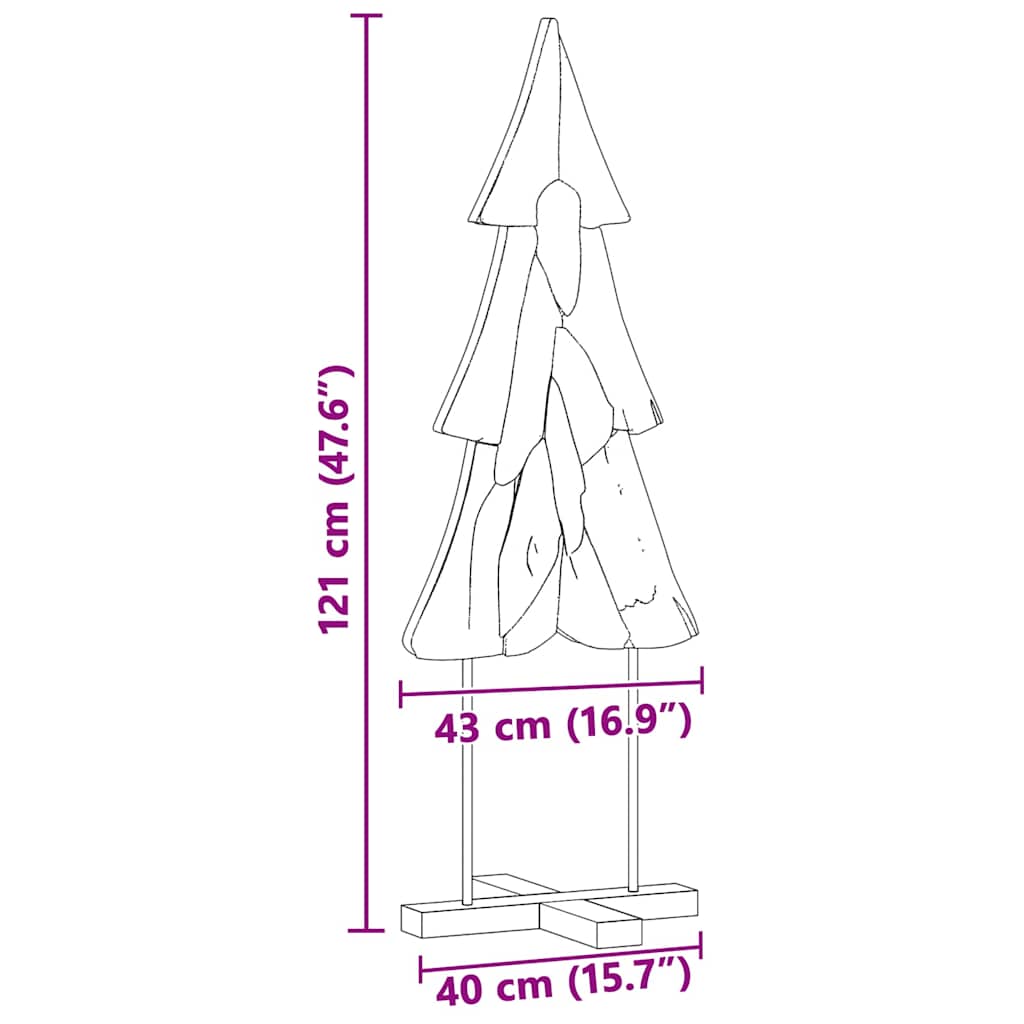 vidaXL Choinka z podstawą Brązowy 121 cm Lite drewno tekowe