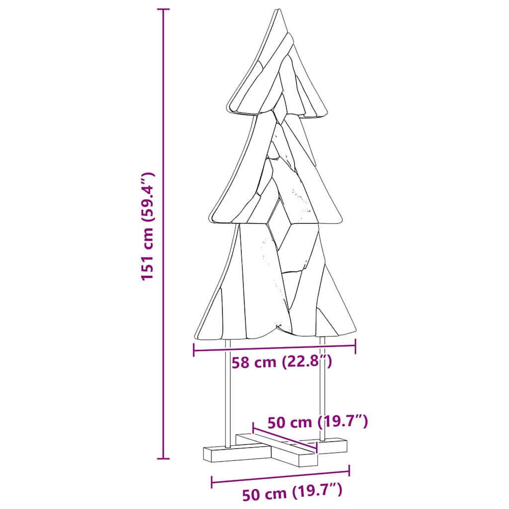 vidaXL Choinka z podstawą Brązowy 151 cm Lite drewno tekowe