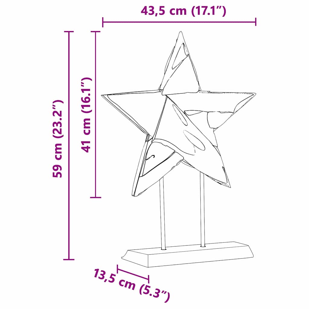 vidaXL Gwiazda Bożonarodzeniowa Brązowy 43,5 x 13,5 x 59 cm