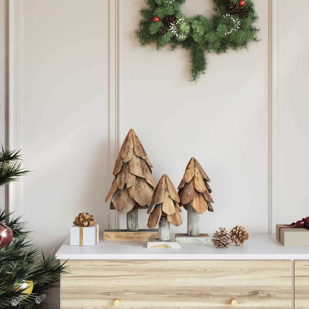 vidaXL Choinka z podstawą 3 pcs Brązowy Lite drewno tekowe