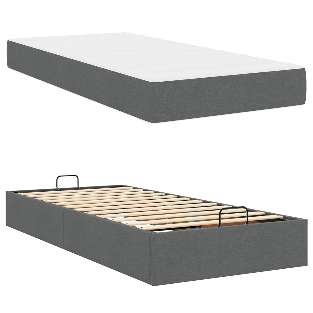 vidaXL Rama łóżka z materacem 2 pcs Przygaszony Szary tkanina