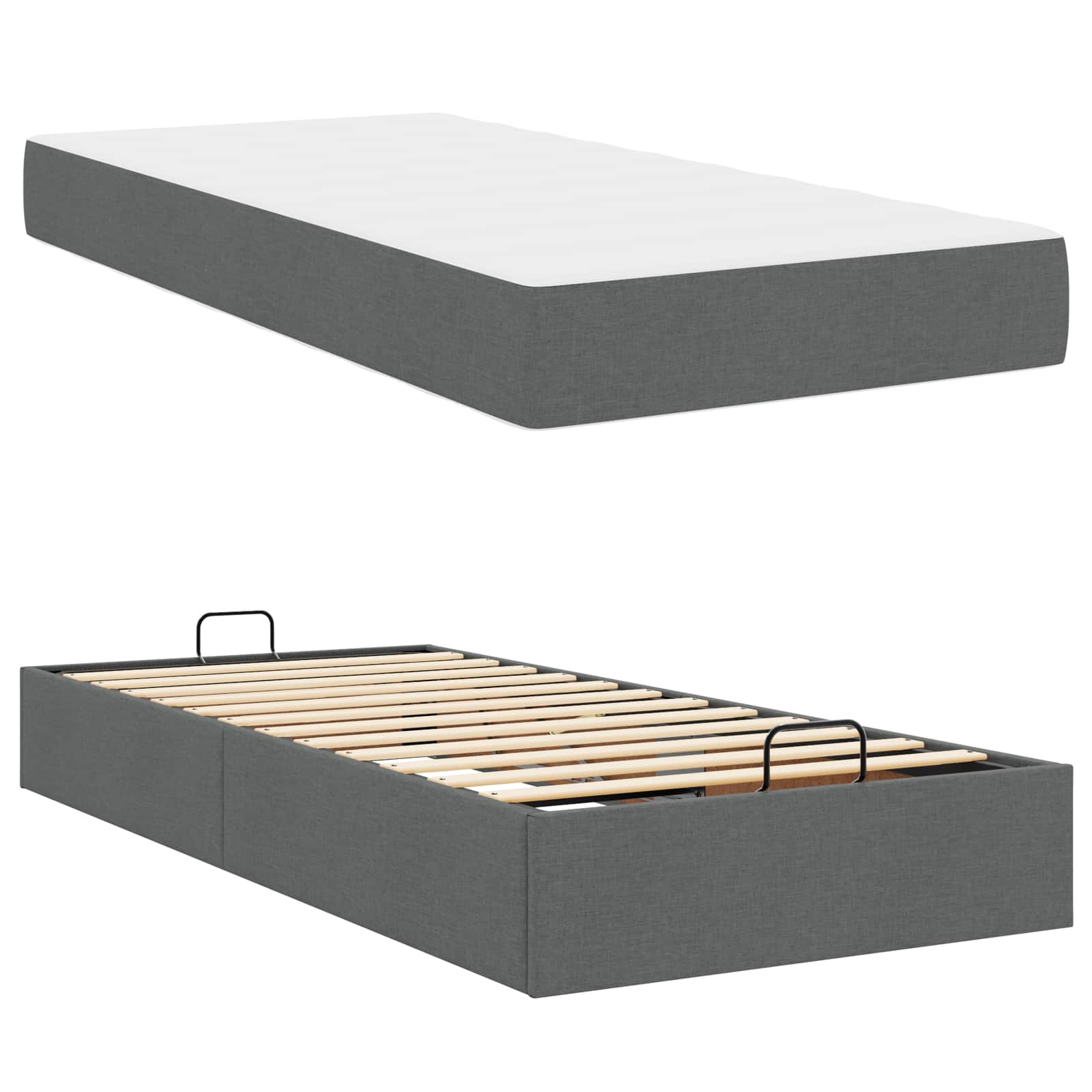 vidaXL Rama łóżka z materacem 2 pcs Przygaszony Szary tkanina