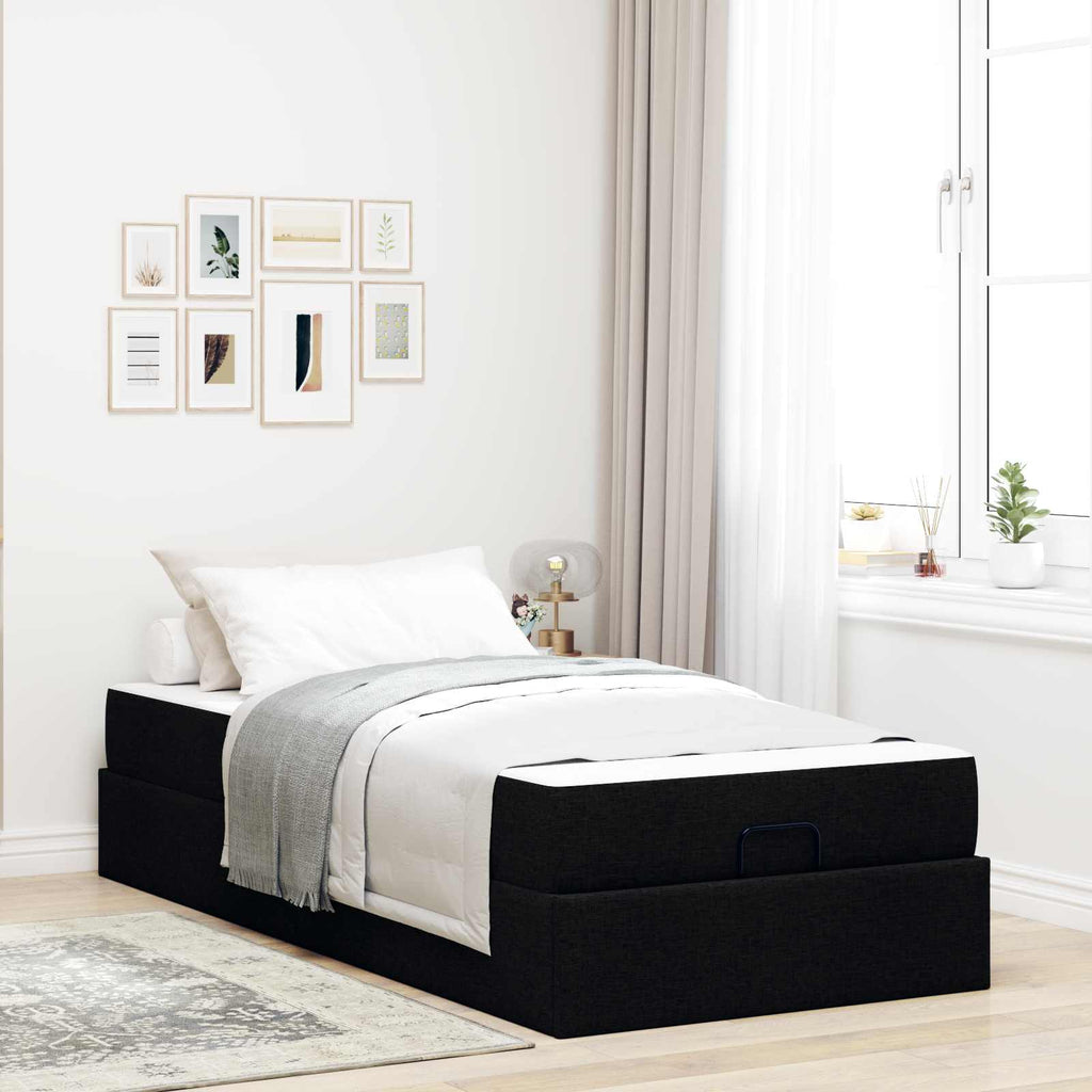 vidaXL Rama łóżka z materacem 2 pcs Czarny tkanina