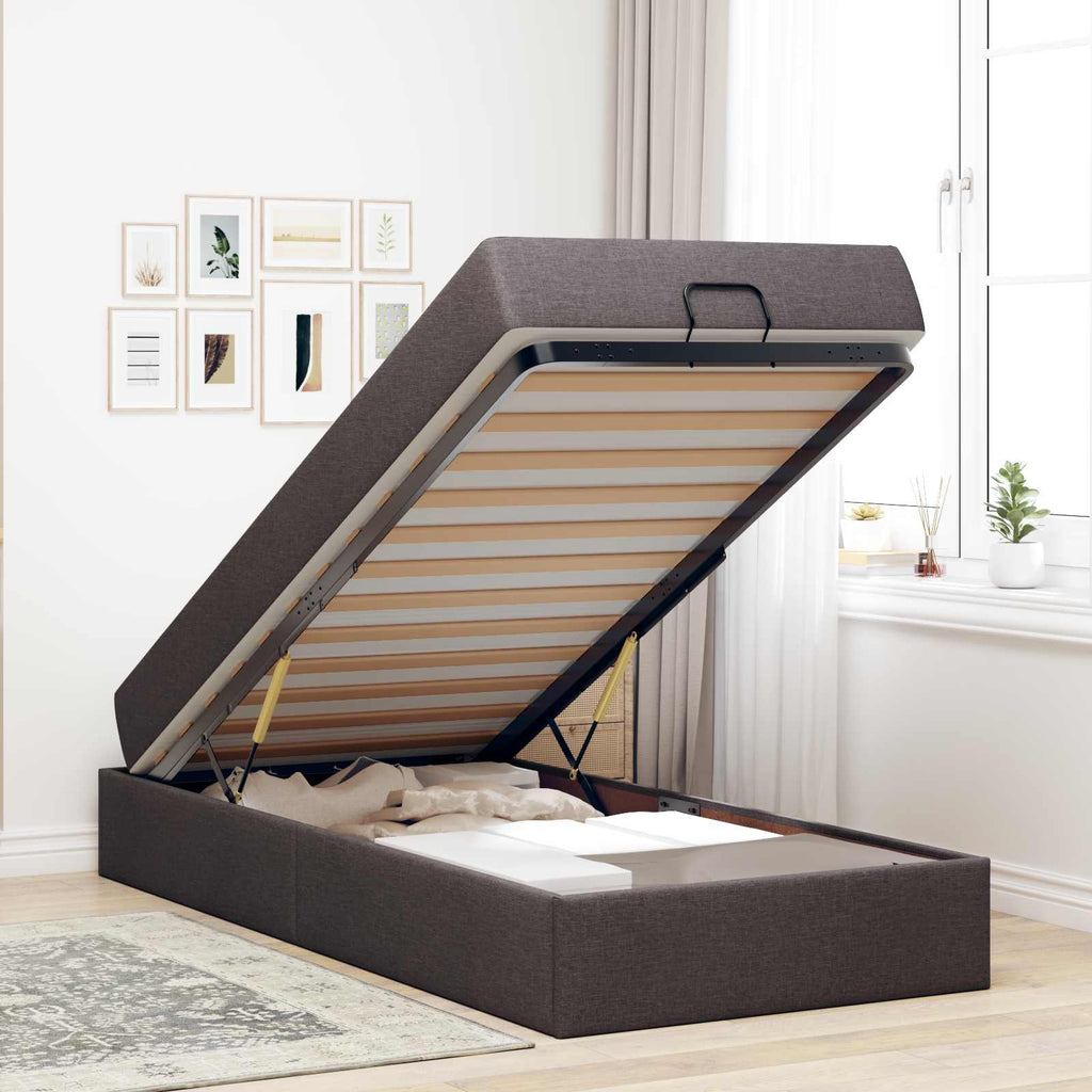 vidaXL Rama łóżka z materacem 2 pcs Brązowy tkanina