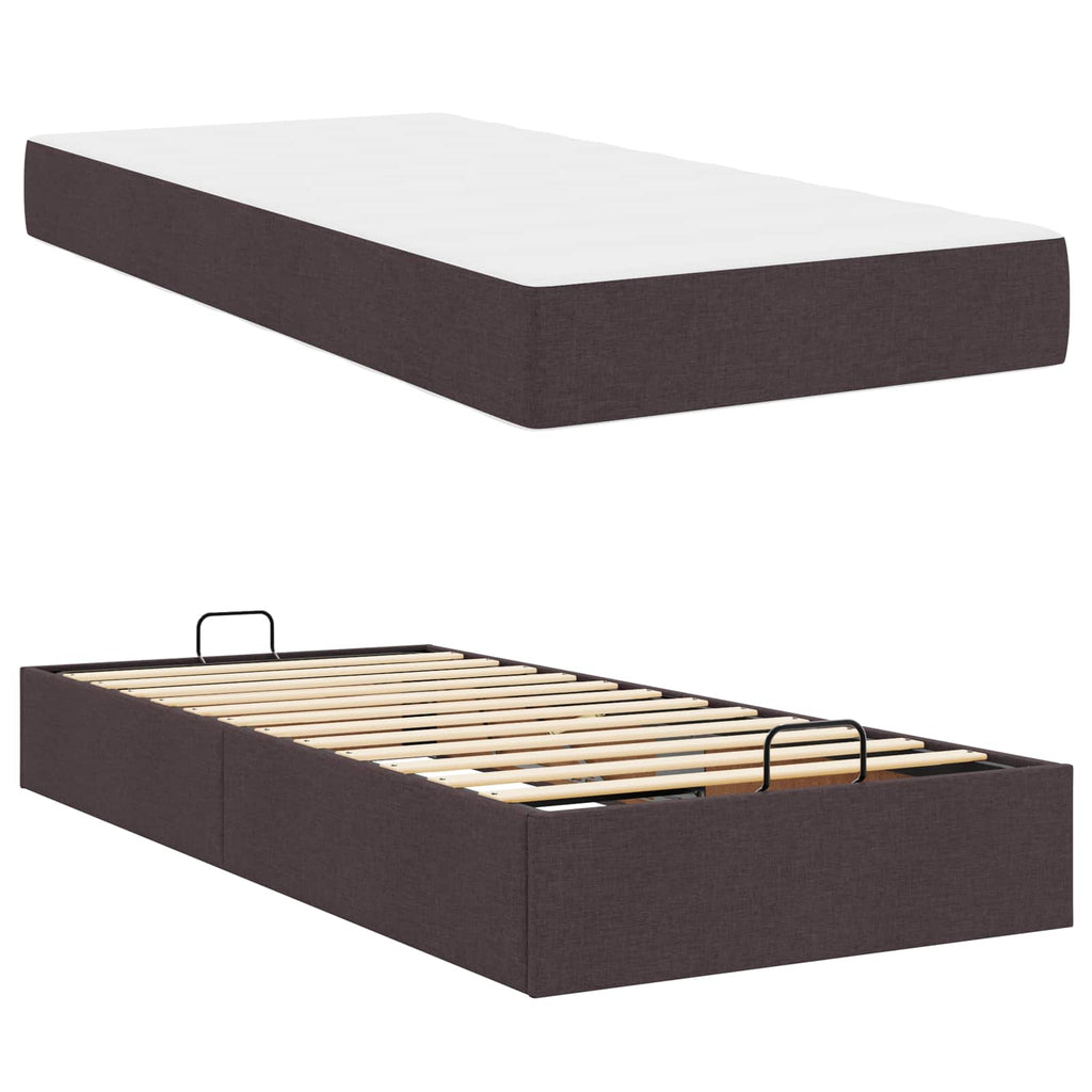vidaXL Rama łóżka z materacem 2 pcs Brązowy tkanina