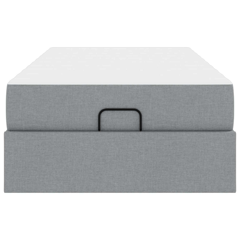 vidaXL Rama łóżka z materacem 2 pcs Jasnoszary tkanina