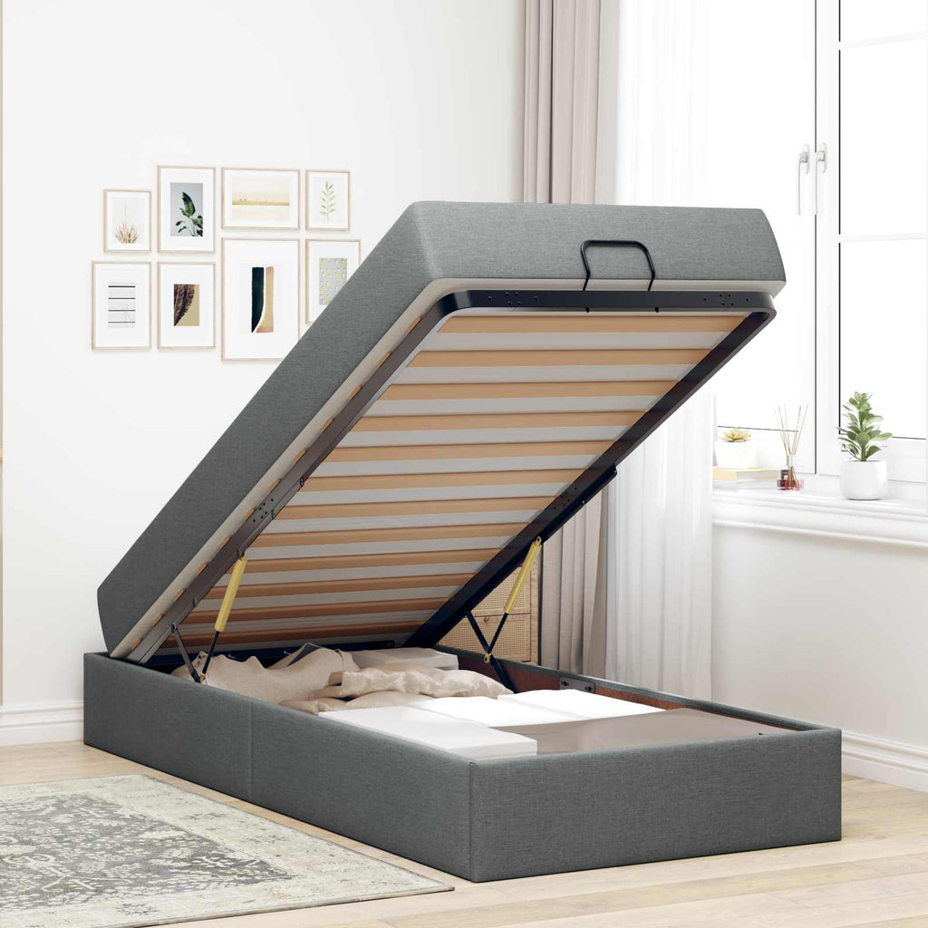 vidaXL Rama łóżka z materacem 2 pcs Przygaszony Szary tkanina