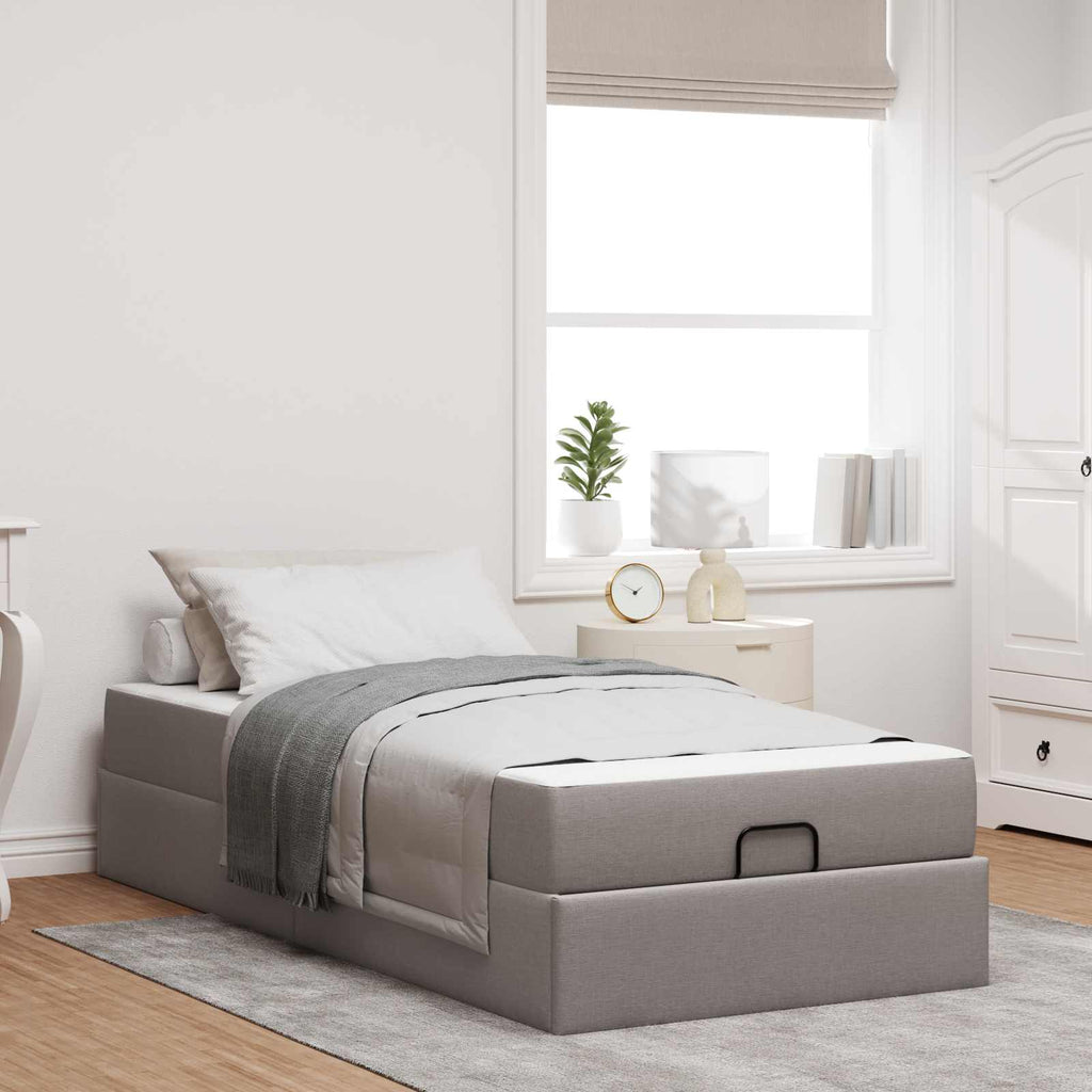 vidaXL Rama łóżka z materacem 2 pcs Ciemnoszary tkanina