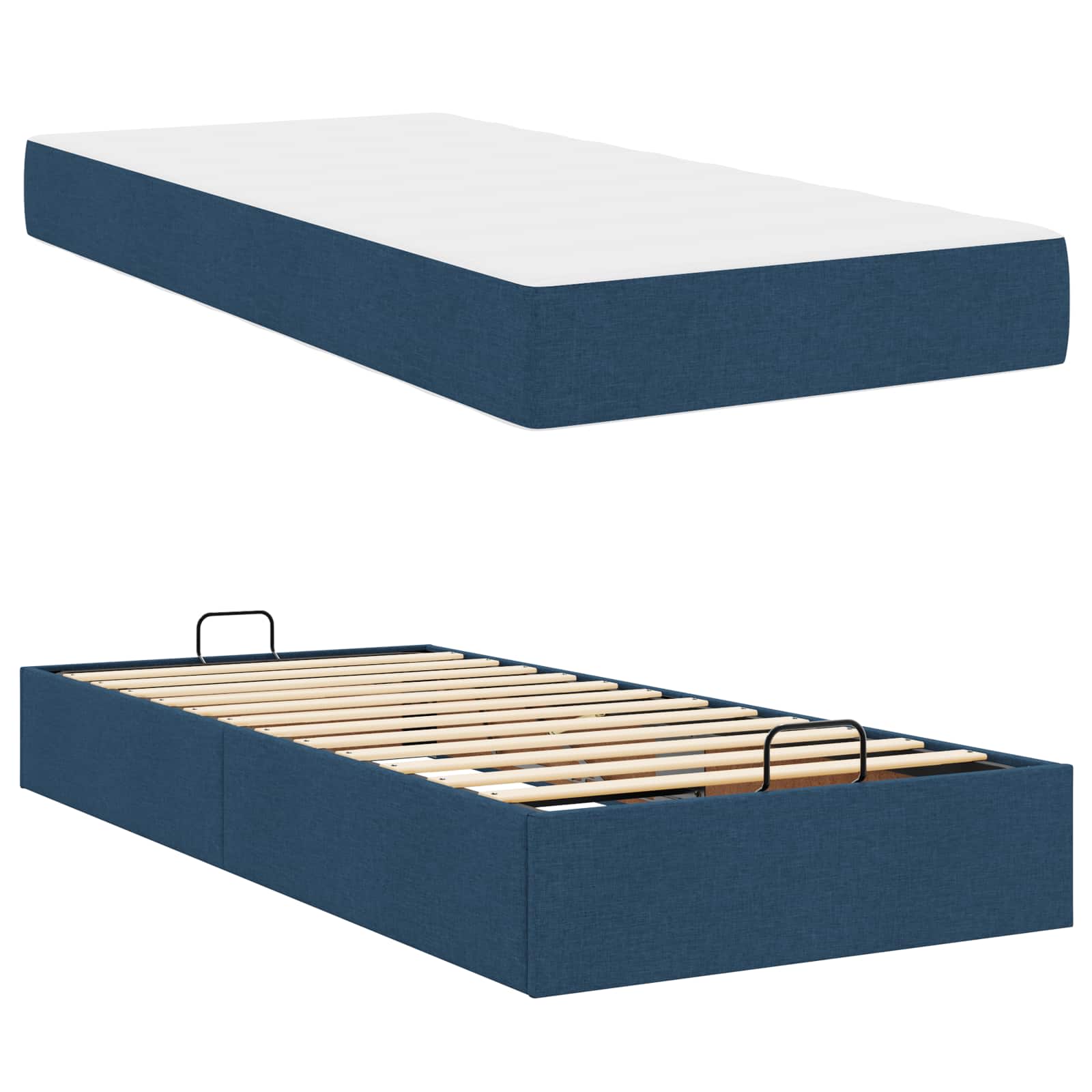 vidaXL Rama łóżka z materacem 2 pcs Niebieski tkanina