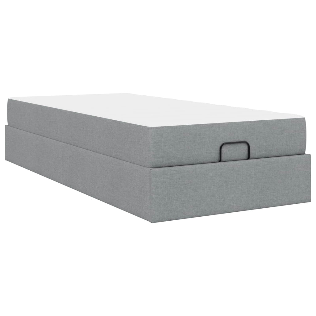 vidaXL Rama łóżka z materacem 2 pcs Jasnoszary tkanina