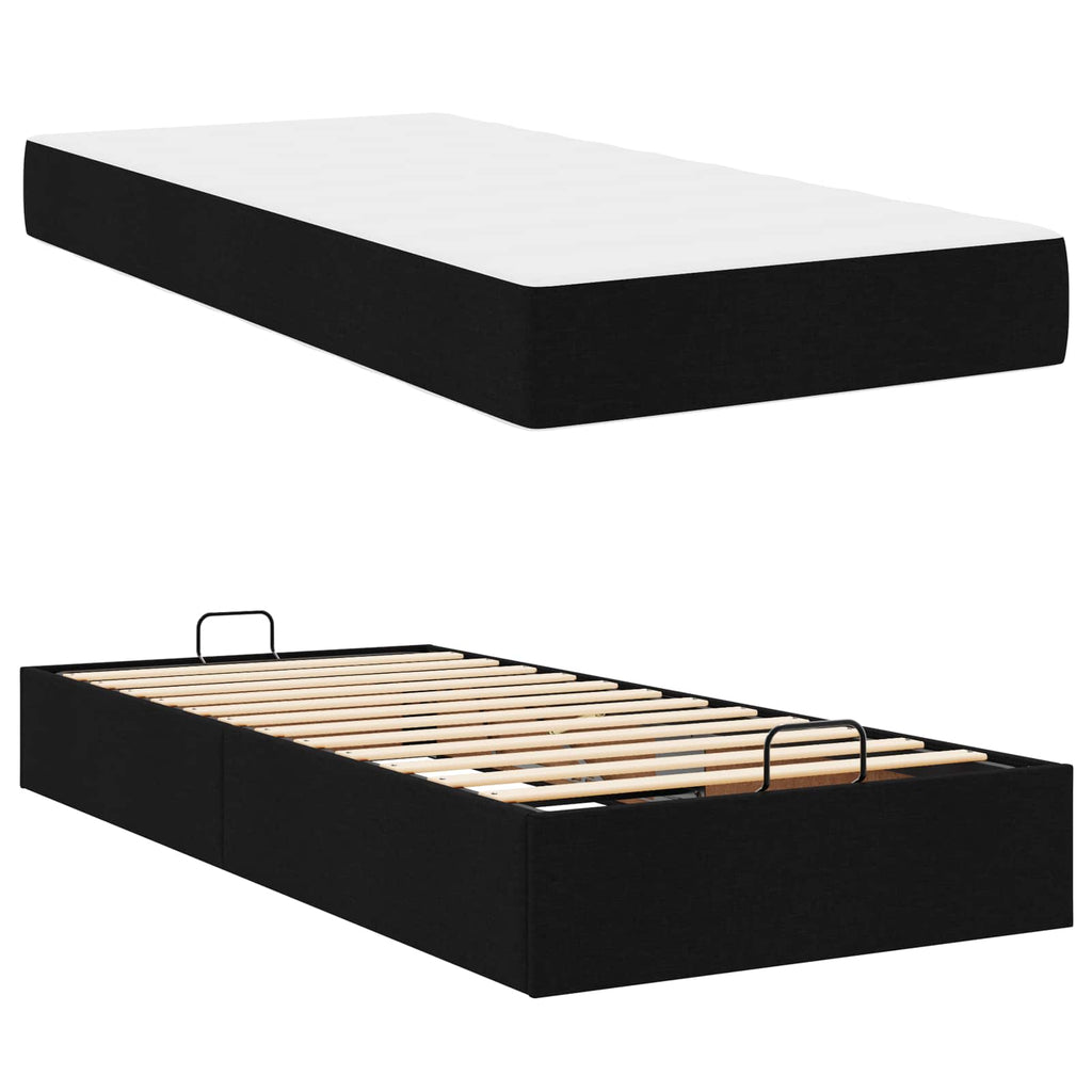 vidaXL Rama łóżka z materacem 2 pcs Czarny tkanina