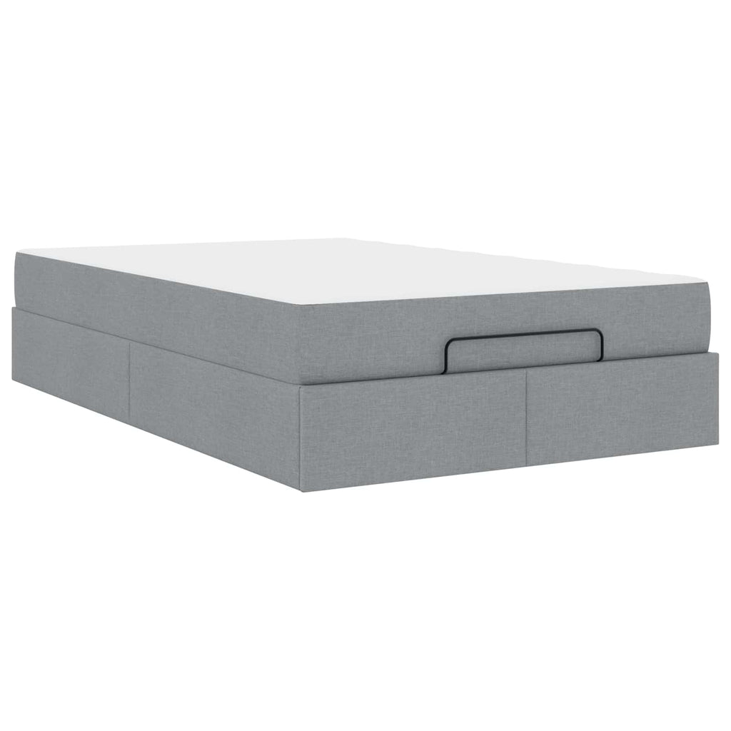 vidaXL Rama łóżka z materacem 2 pcs Jasnoszary tkanina