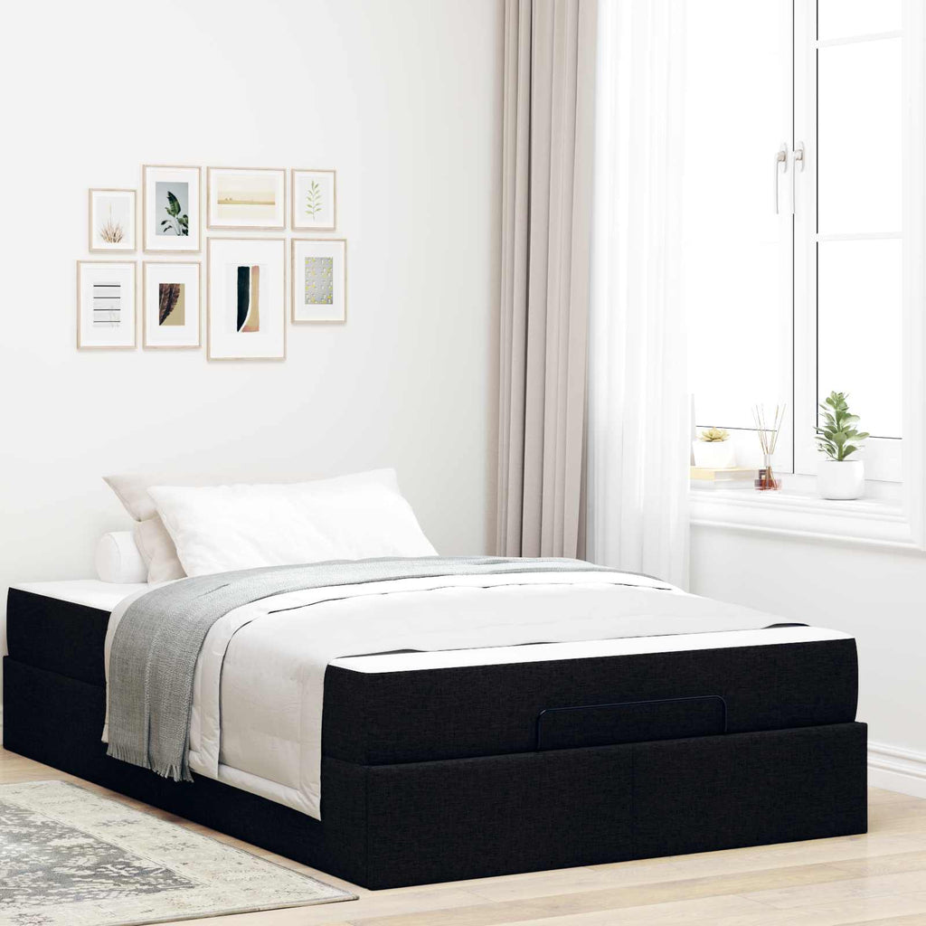 vidaXL Rama łóżka z materacem 2 pcs Czarny tkanina