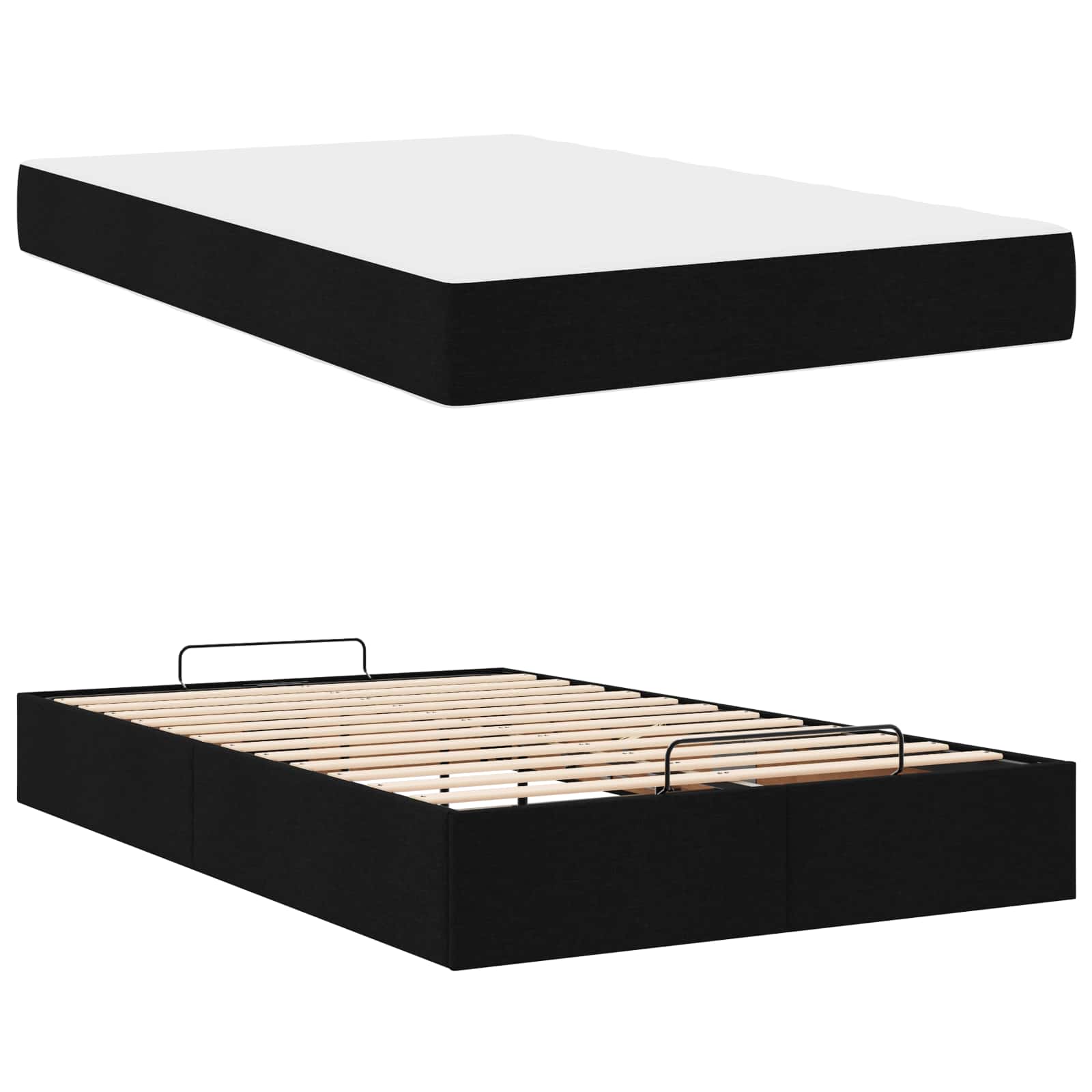 vidaXL Rama łóżka z materacem 2 pcs Czarny tkanina