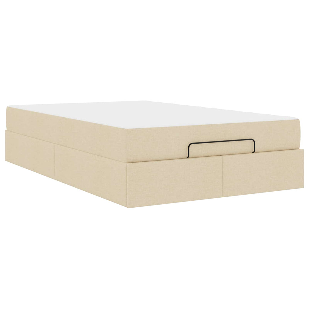 vidaXL Rama łóżka z materacem 2 pcs Kremowy tkanina