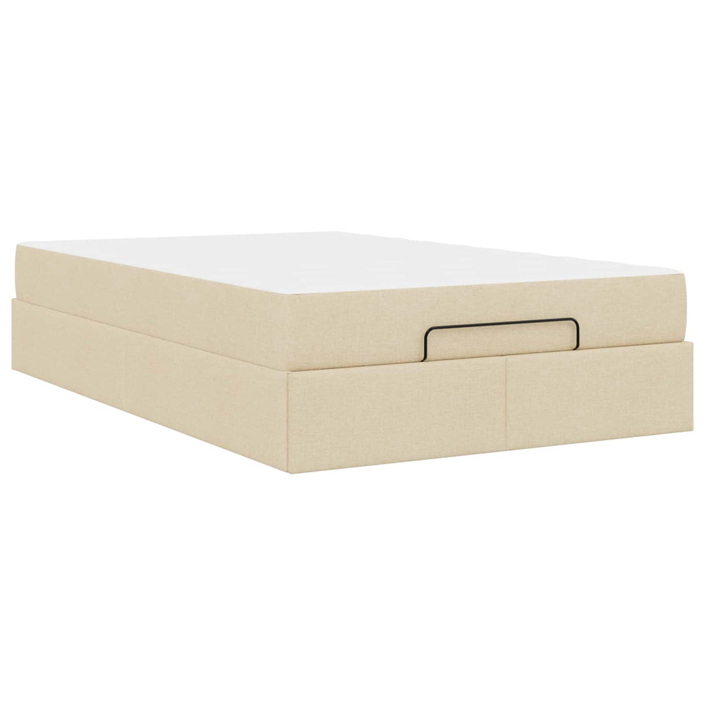 vidaXL Rama łóżka z materacem 2 pcs Kremowy tkanina