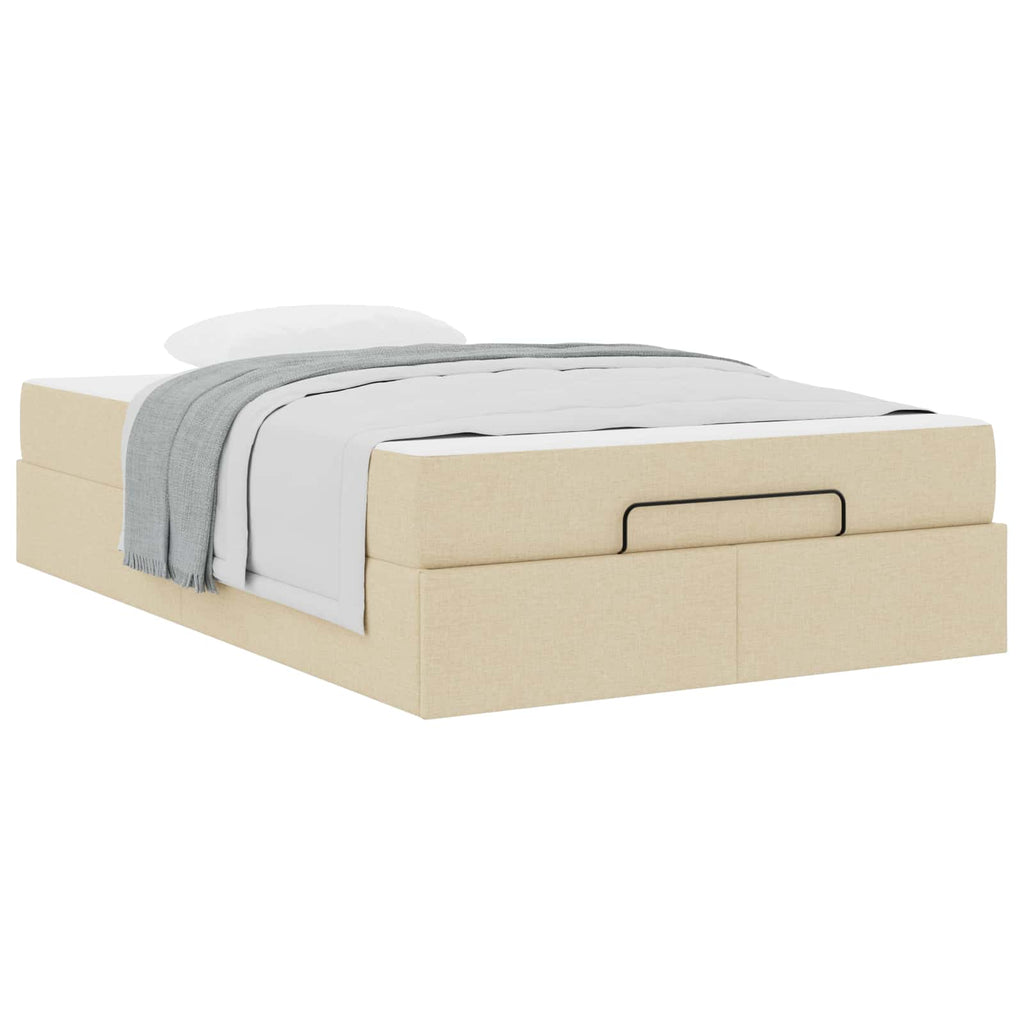 vidaXL Rama łóżka z materacem 2 pcs Kremowy tkanina