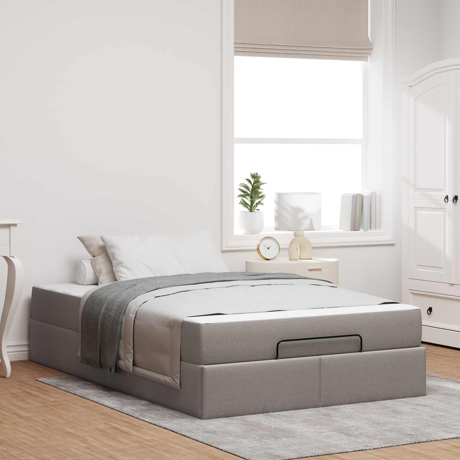 vidaXL Rama łóżka z materacem 2 pcs Ciemnoszary tkanina
