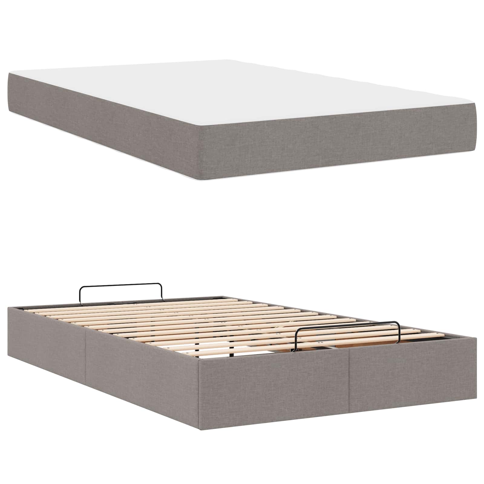 vidaXL Rama łóżka z materacem 2 pcs Ciemnoszary tkanina