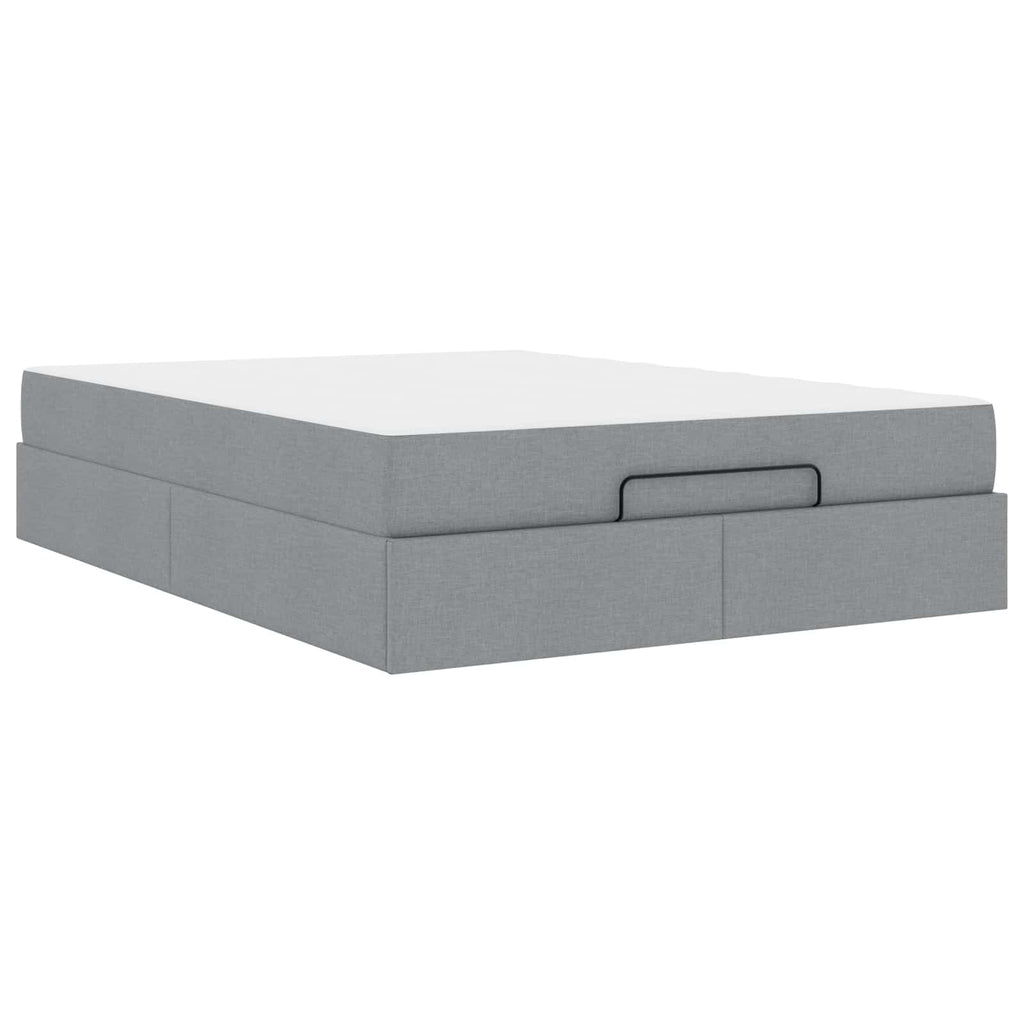 vidaXL Rama łóżka z materacem 2 pcs Jasnoszary tkanina