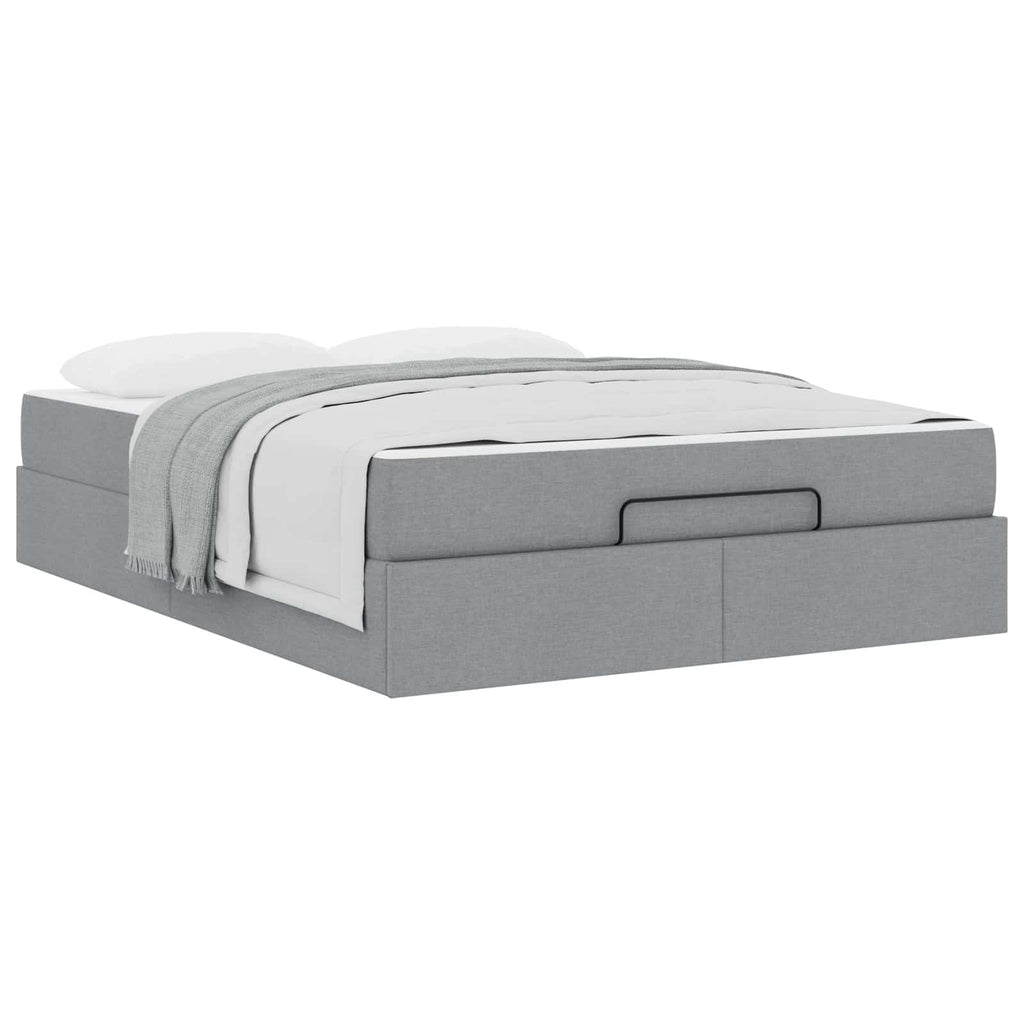 vidaXL Rama łóżka z materacem 2 pcs Jasnoszary tkanina