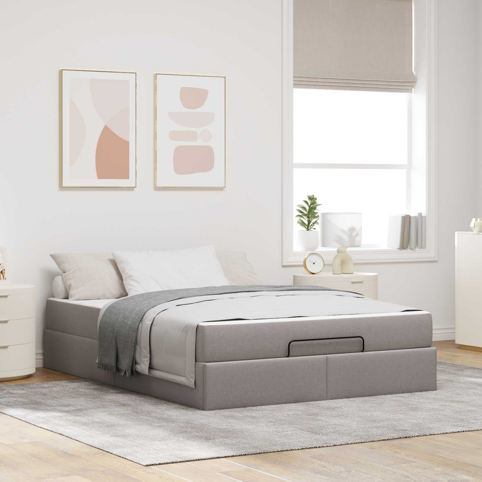 vidaXL Rama łóżka z materacem 2 pcs Ciemnoszary tkanina