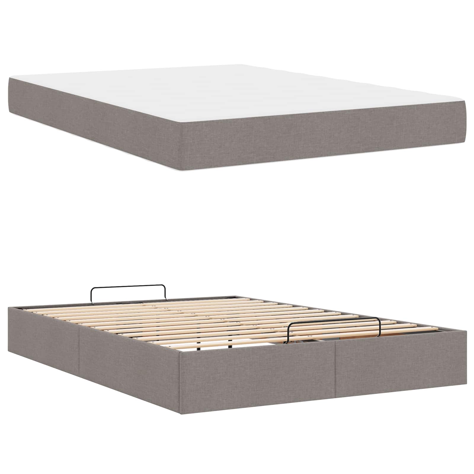 vidaXL Rama łóżka z materacem 2 pcs Ciemnoszary tkanina