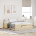 vidaXL Rama łóżka z materacem 2 pcs Kremowy tkanina