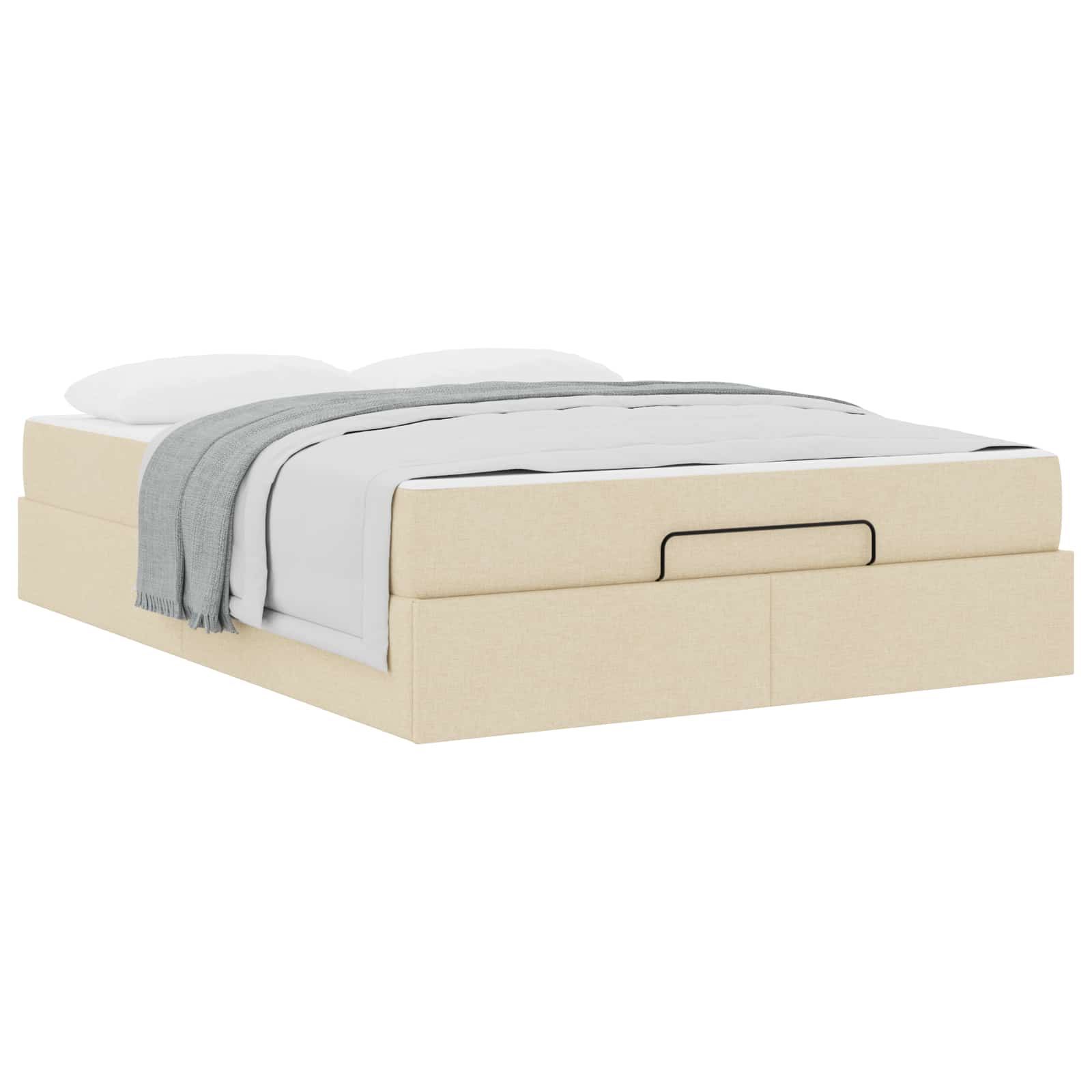 vidaXL Rama łóżka z materacem 2 pcs Kremowy tkanina