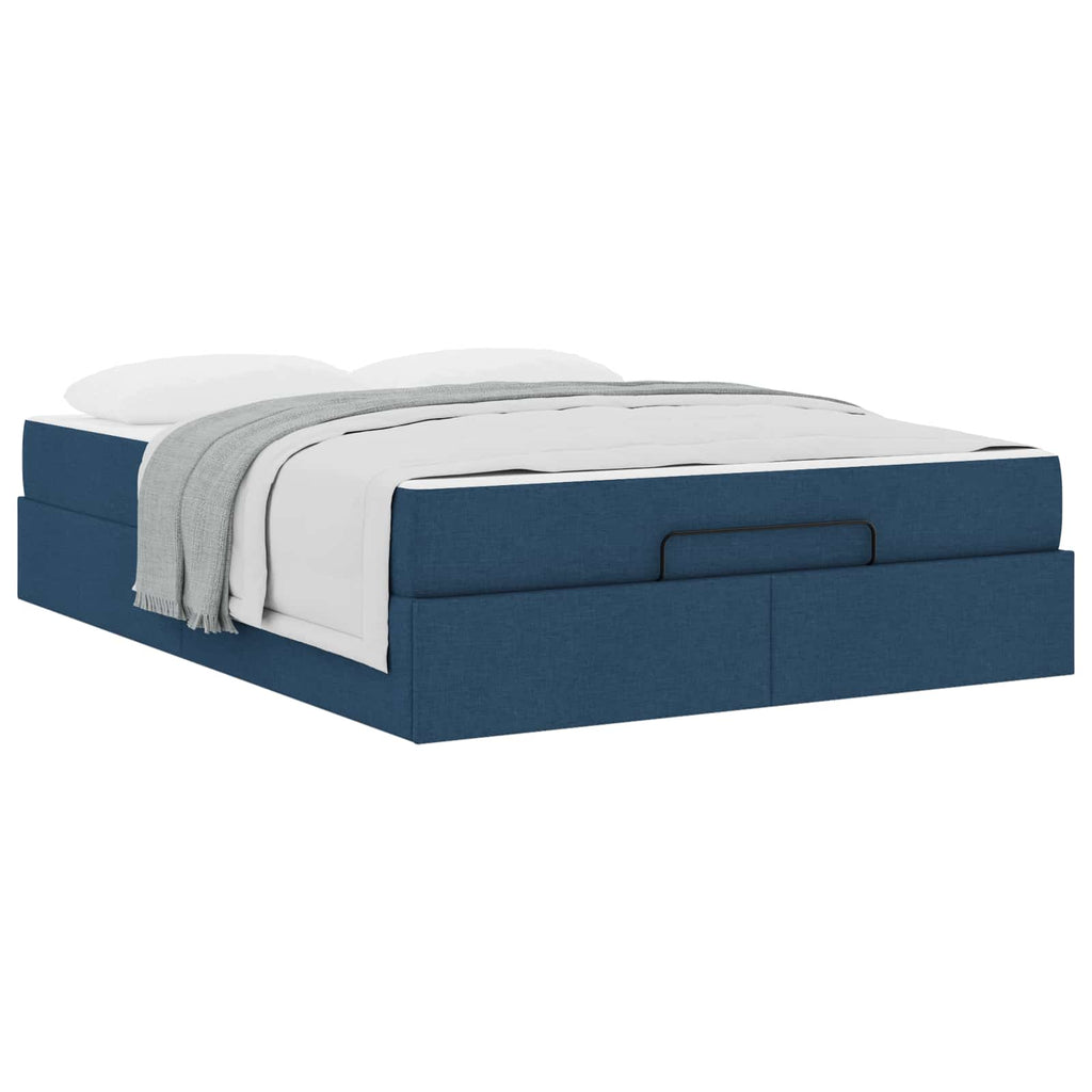 vidaXL Rama łóżka z materacem 2 pcs Niebieski tkanina