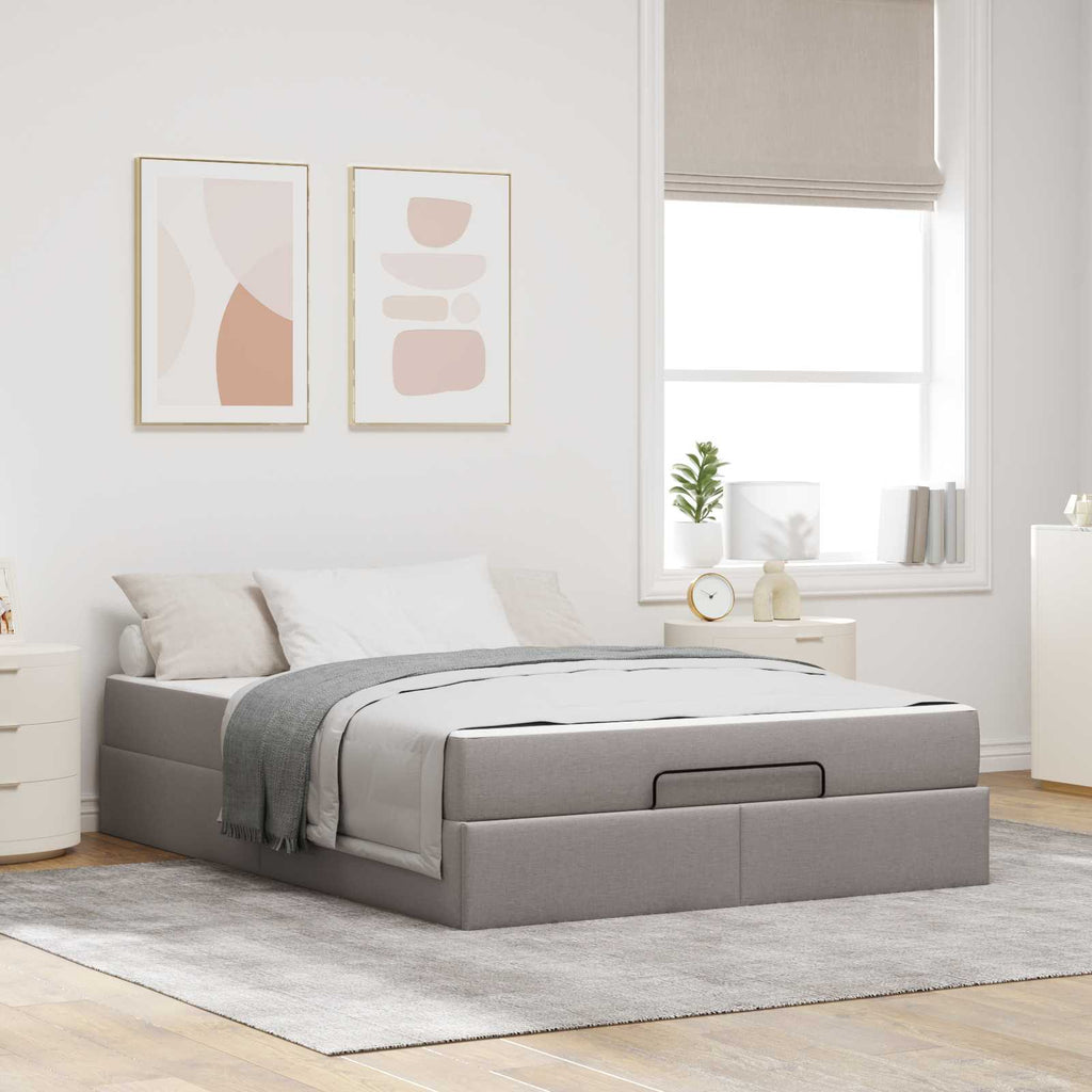 vidaXL Rama łóżka z materacem 2 pcs Ciemnoszary tkanina
