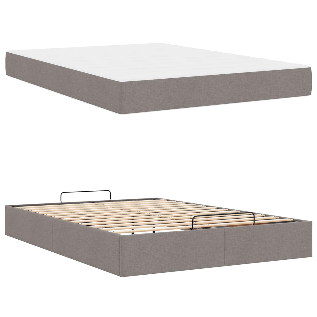 vidaXL Rama łóżka z materacem 2 pcs Ciemnoszary tkanina