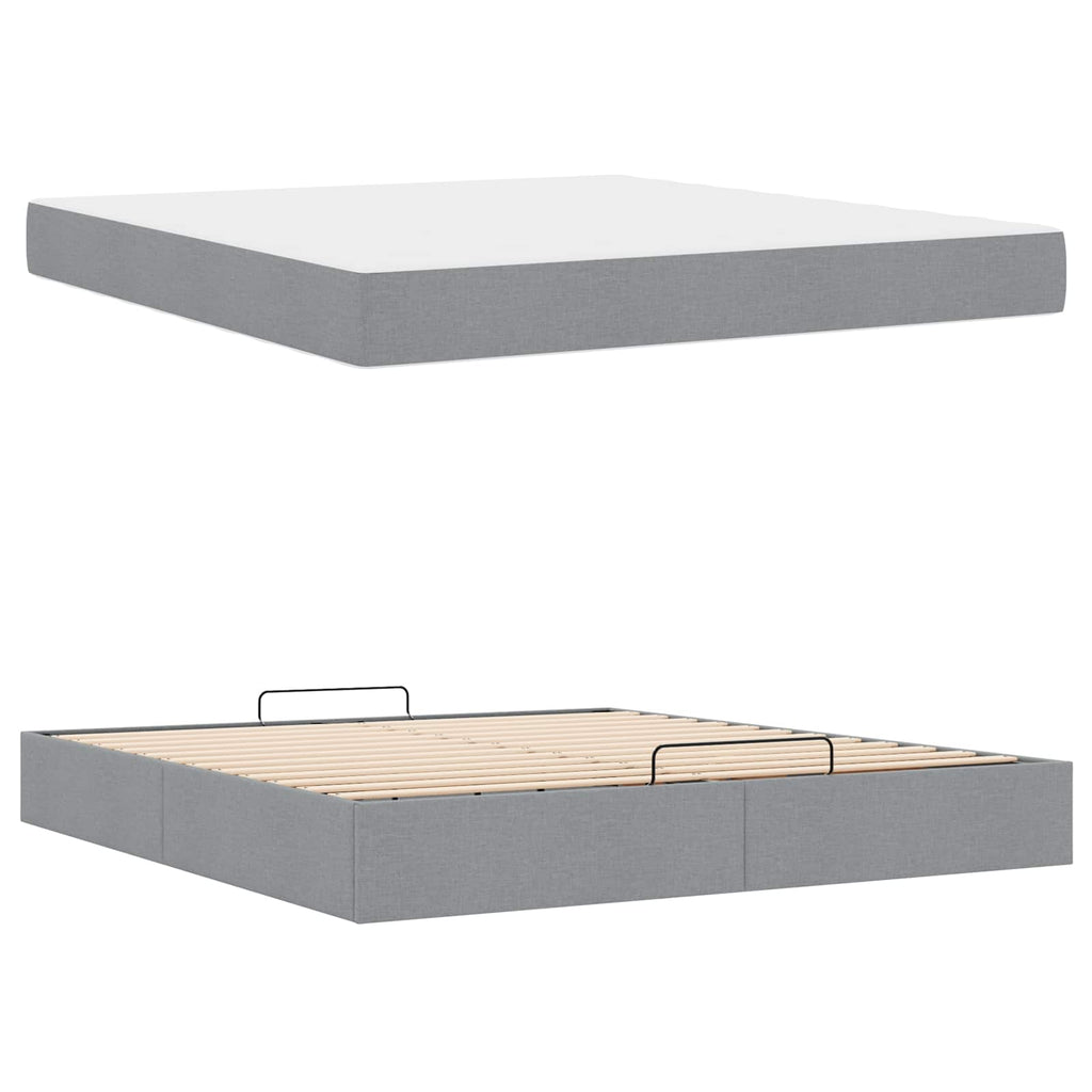 vidaXL Rama łóżka z materacem 2 pcs Jasnoszary tkanina