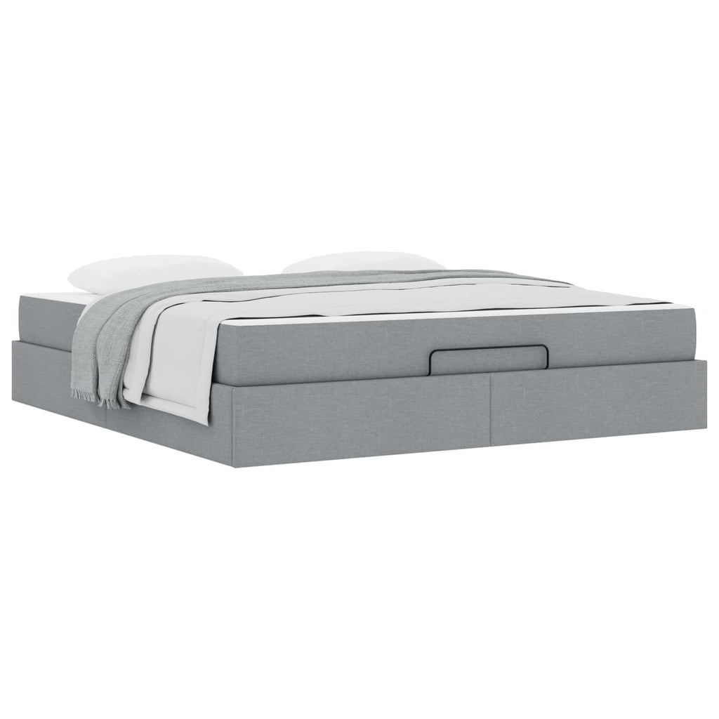 vidaXL Rama łóżka z materacem 2 pcs Jasnoszary tkanina