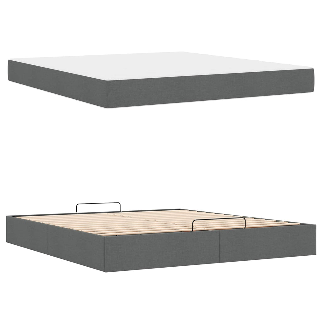 vidaXL Rama łóżka z materacem 2 pcs Przygaszony Szary tkanina