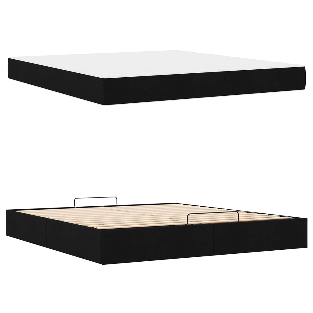 vidaXL Rama łóżka z materacem 2 pcs Czarny tkanina