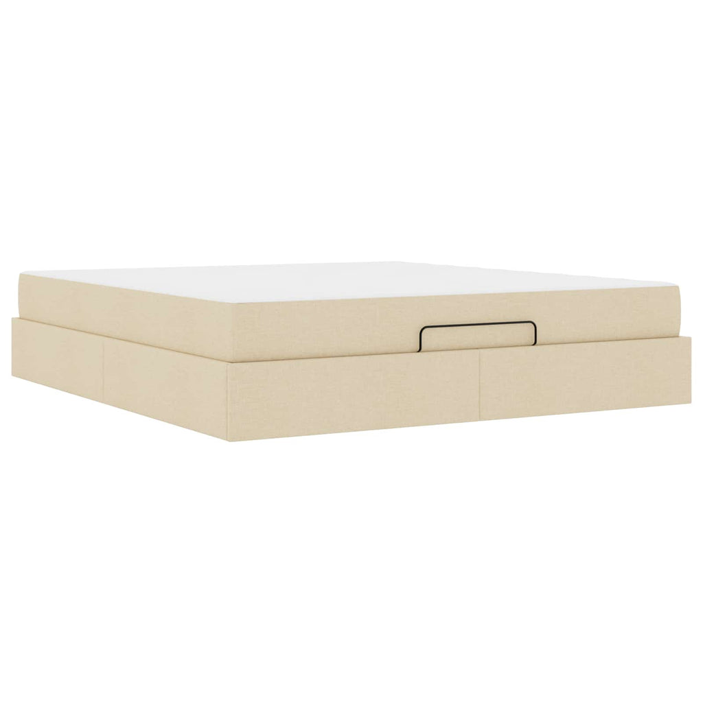 vidaXL Rama łóżka z materacem 2 pcs Kremowy tkanina