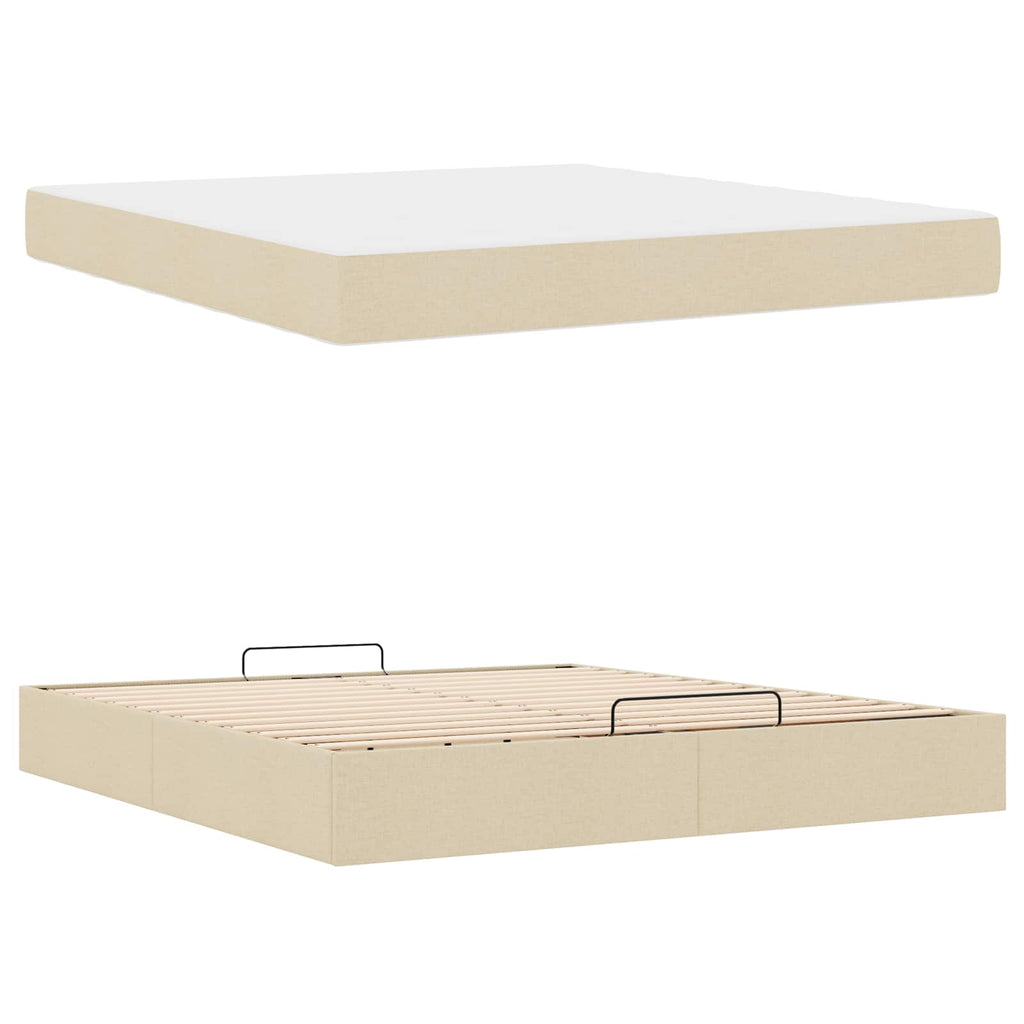 vidaXL Rama łóżka z materacem 2 pcs Kremowy tkanina