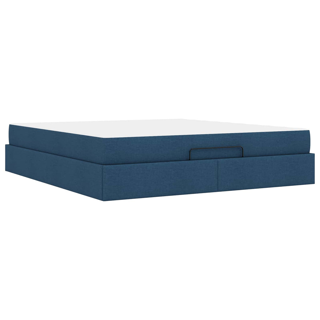 vidaXL Rama łóżka z materacem 2 pcs Niebieski tkanina