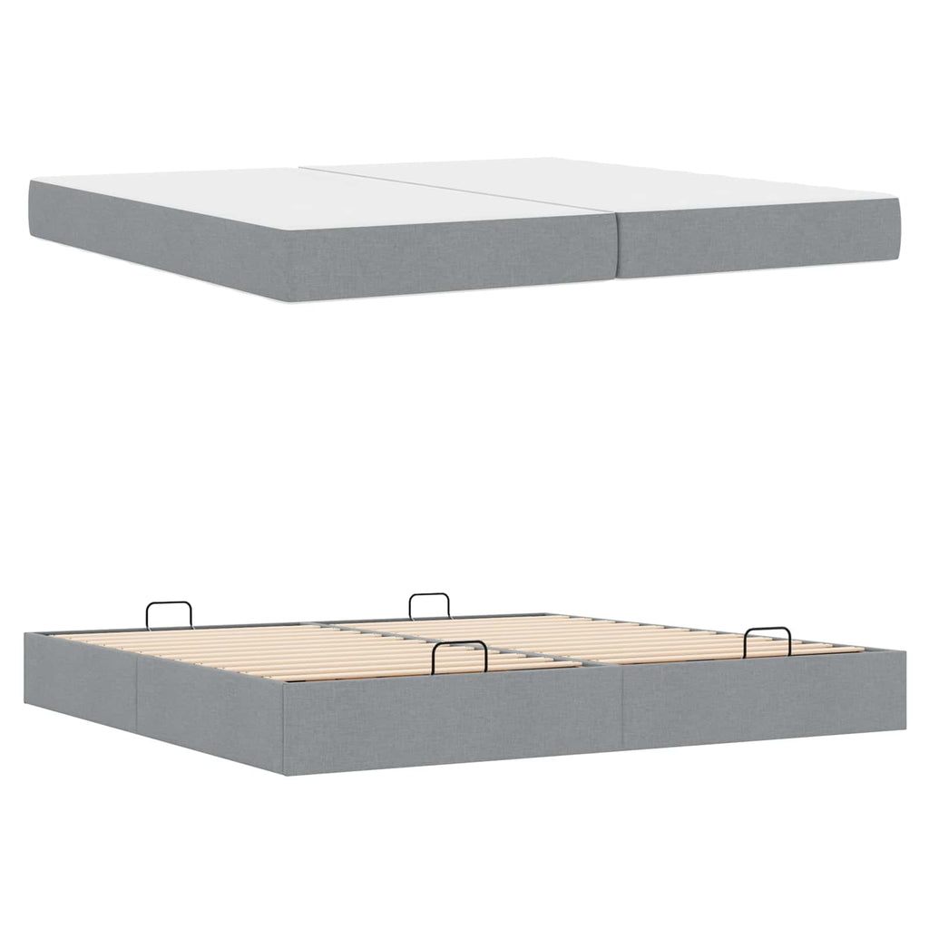 vidaXL Rama łóżka z materacem z materacem 2 pcs Jasnoszary tkanina