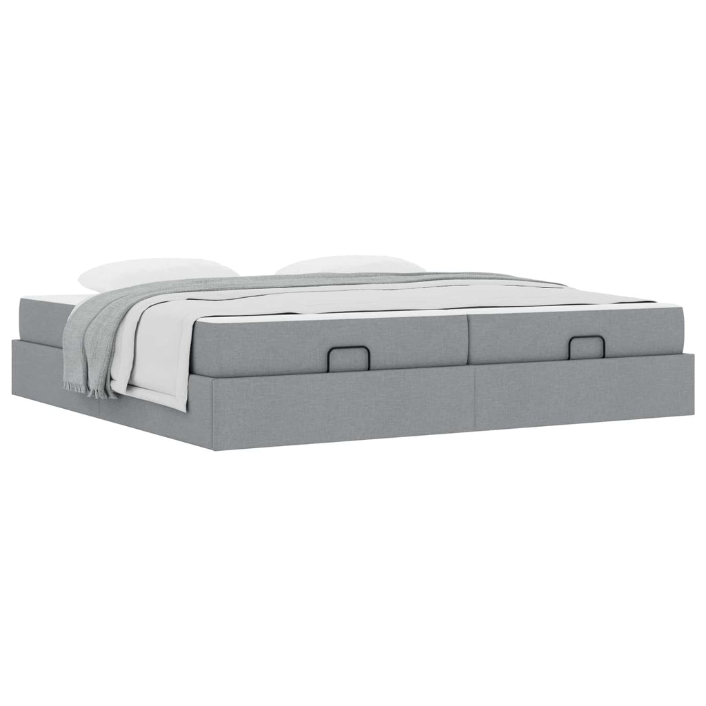 vidaXL Rama łóżka z materacem z materacem 2 pcs Jasnoszary tkanina