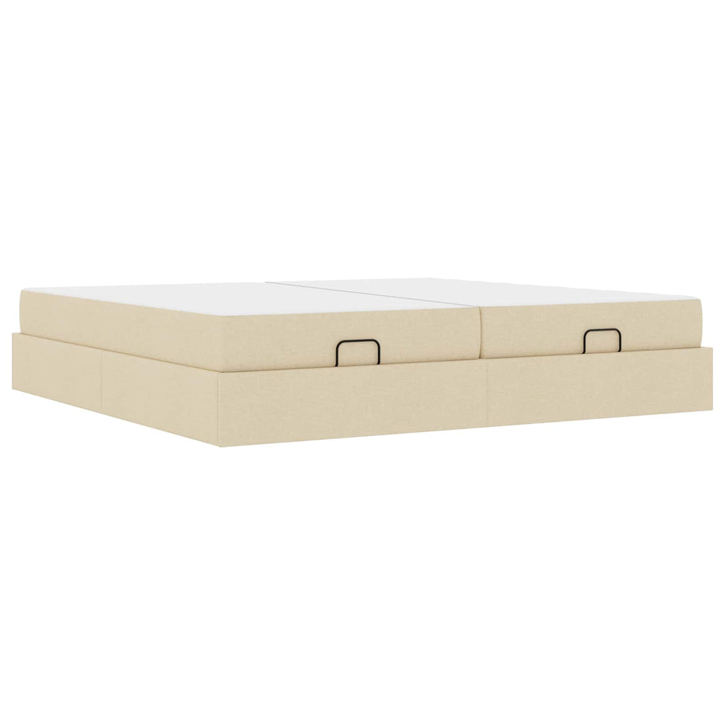 vidaXL Rama łóżka z materacem z materacem 2 pcs Kremowy tkanina