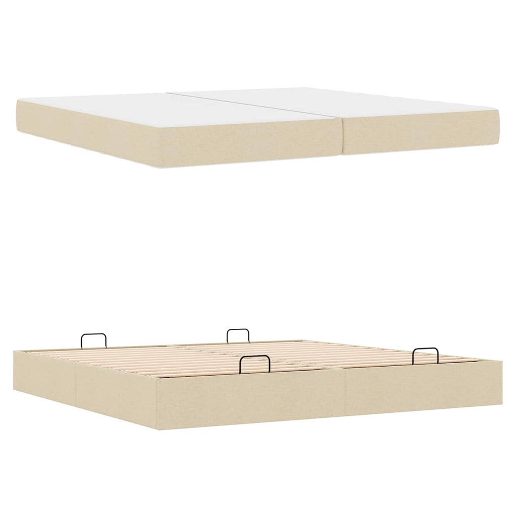 vidaXL Rama łóżka z materacem z materacem 2 pcs Kremowy tkanina