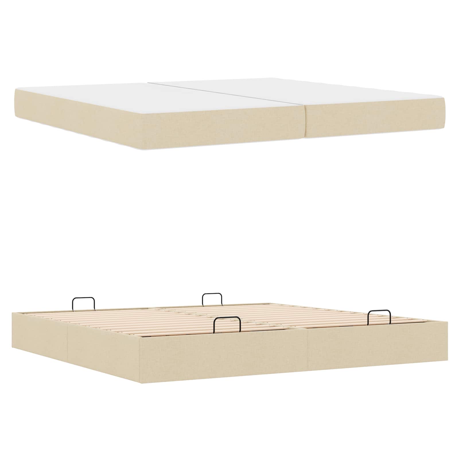 vidaXL Rama łóżka z materacem z materacem 2 pcs Kremowy tkanina