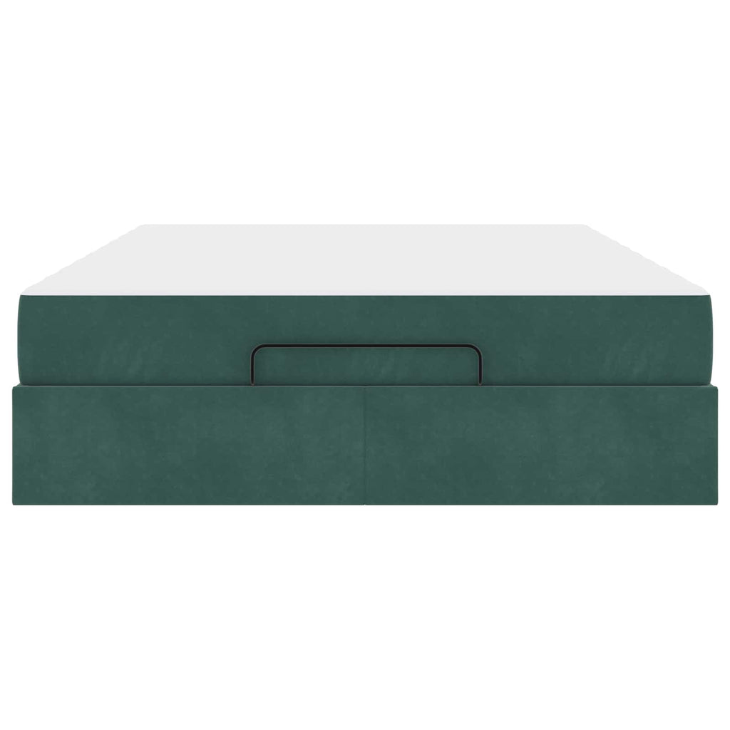 vidaXL Rama łóżka z materacem 2 szt. Zielony Aksamit