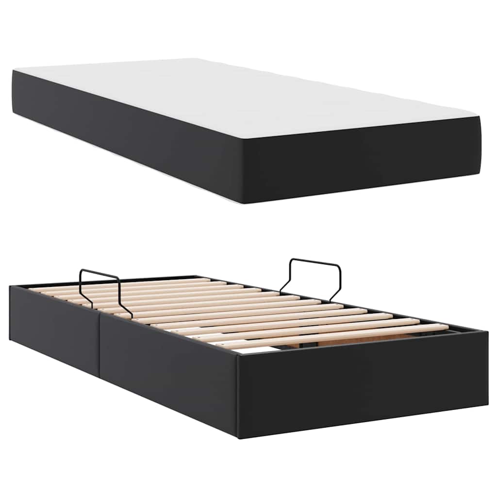 vidaXL Łóżko z miejscem na przechowywanie i materacem 2 pcs Czarny
