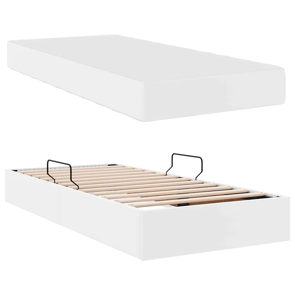 vidaXL Łóżko z miejscem na przechowywanie i materacem 2 pcs Biały