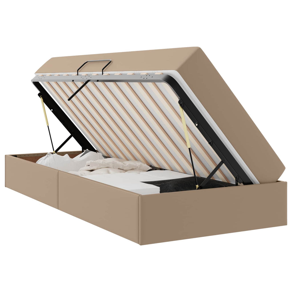 vidaXL Łóżko z miejscem na przechowywanie i materacem 2 pcs Cappuccino